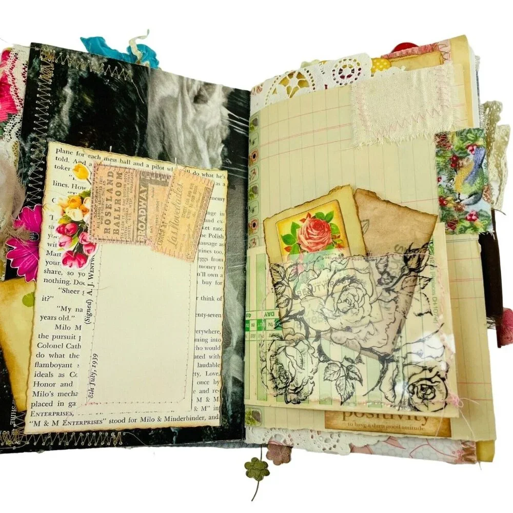 Handmade Junk Journal Blank 60 Pages Vintage Modern Mixed Pages Inc Ephemera u
